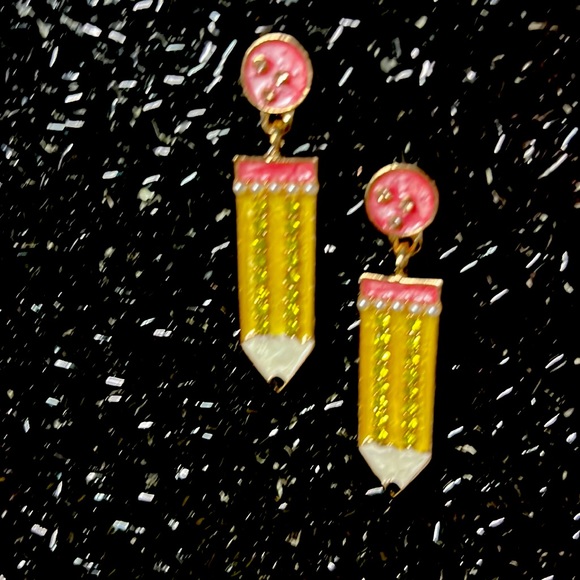 Pencil Dangle Earrings with Rhinestone Accents - Picture 6 of 9